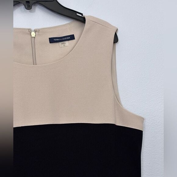 Tommy Hilfiger | Color block White Tan Black Tri-Tone Sleeveless Career Dress 10 - Picture 5 of 16